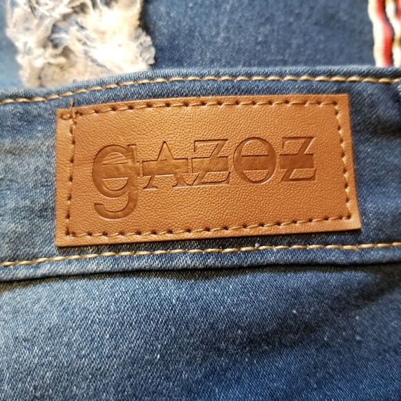 Gazoz Women's Size 16 Dark Blue Distressed Ripped Jeans With Side Stripes - Picture 6 of 14